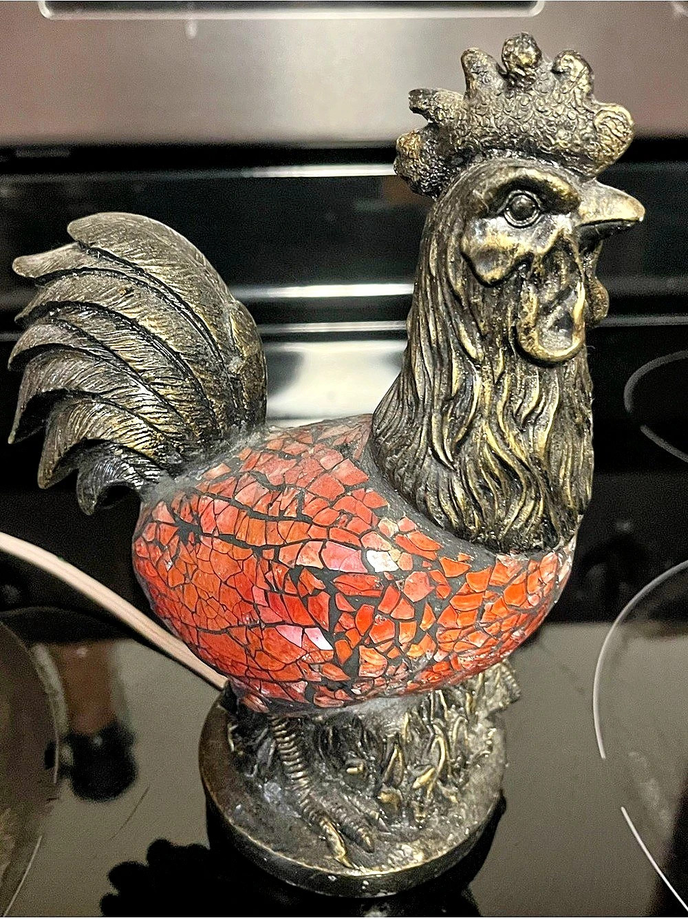 Red & Black Rooster Mosaic night light